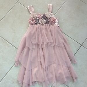 Elegant Pink Layered Kids Dress Biscotti Size 10 Tulle And Rosette Dress